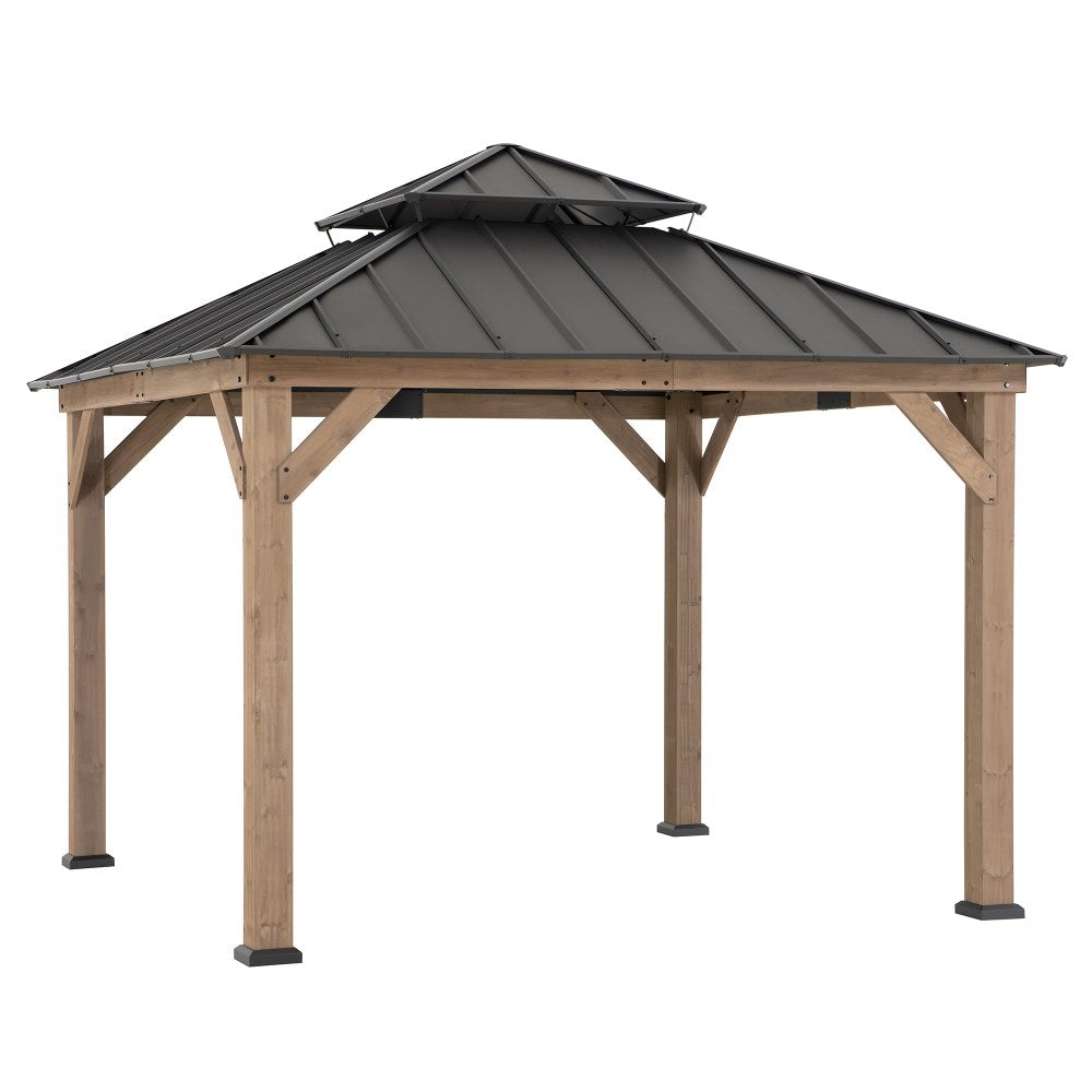 SUNJOY Hampton Double-Roof Cedar Gazebo, 11x11