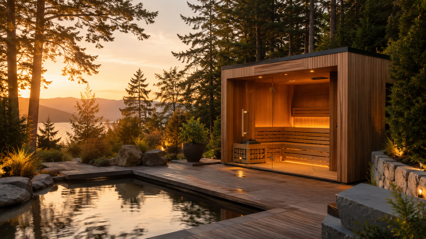 Luxury outdoor sauna retreat